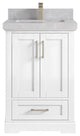 Boston 24 Single Sink Bathroom Vanity, White 2" Pearl Gray