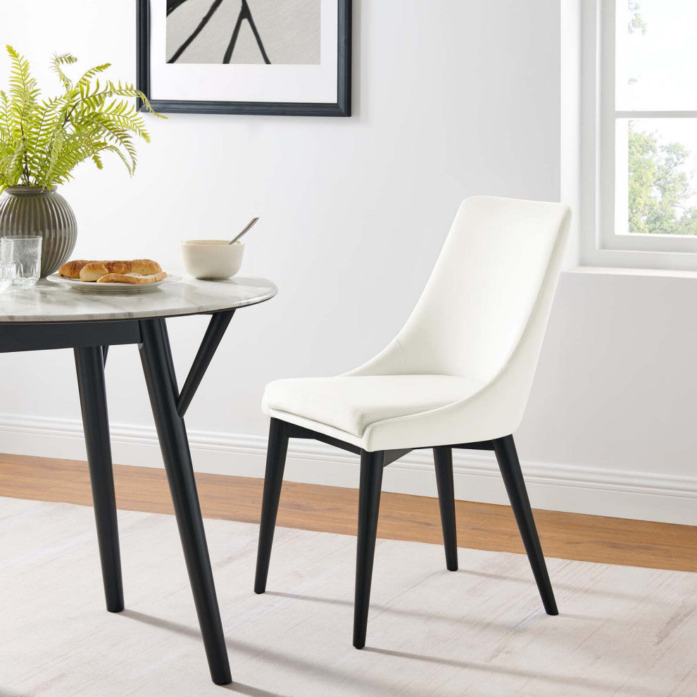 Side Dining Chair, White, Velvet, Modern, Kitchen Bistro Restaurant Hospitality