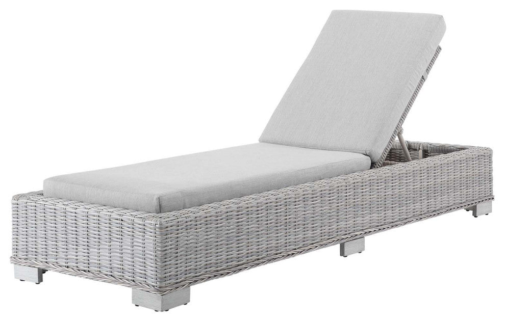 Lounge Chair Chaise, Sunbrella, Rattan, Wicker, Gray, Modern, Outdoor Patio
