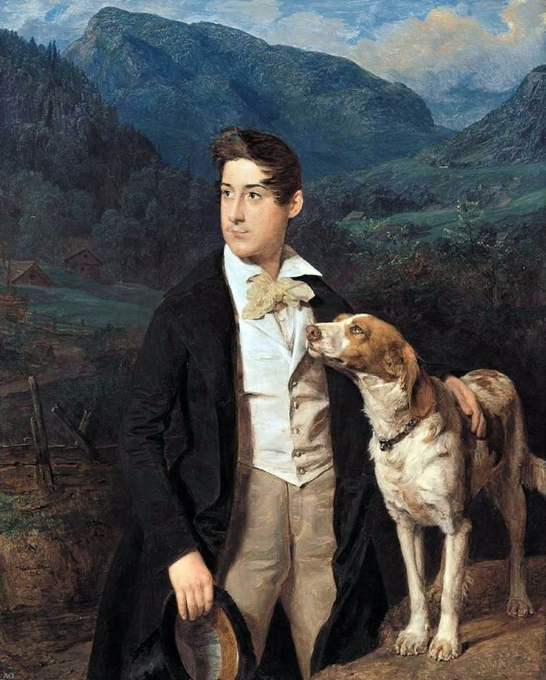 Ferdinand Georg Waldmuller Waldmuller's Son Ferdinand With Dog Wall Decal