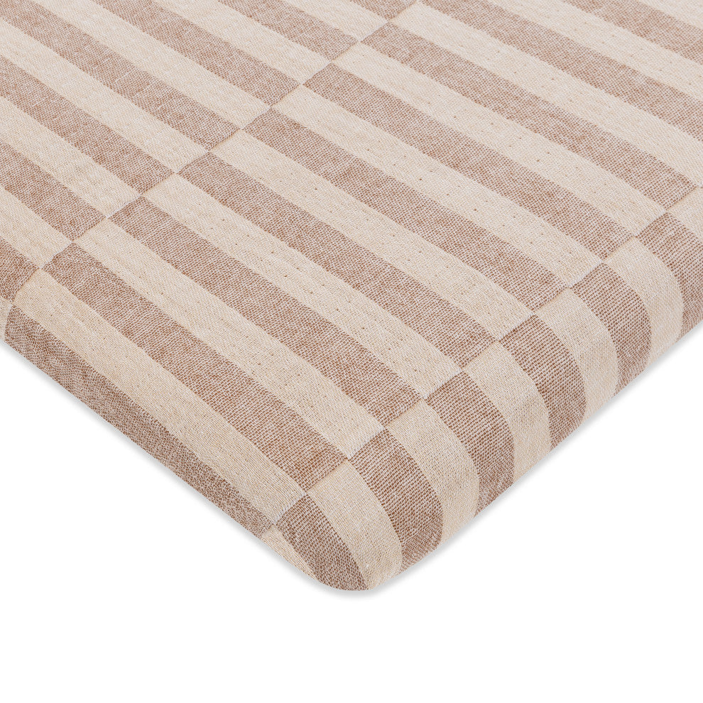 All-Stages Midi Crib Sheet, GOTS Certified Organic Muslin Cotton, Cocoa Stripe