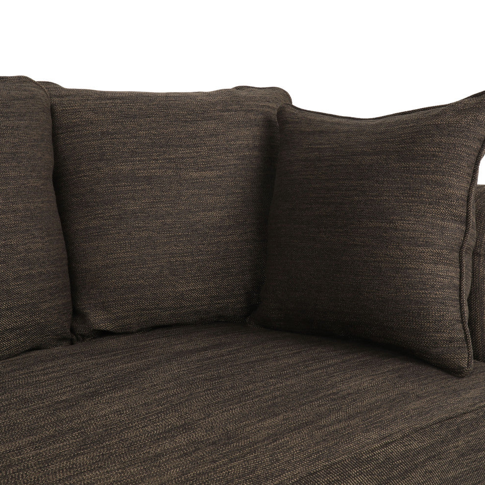 Bonny Fabric Pillowback 3-Seater Sofa With Nailhead Trim, Brown/Dark Brown