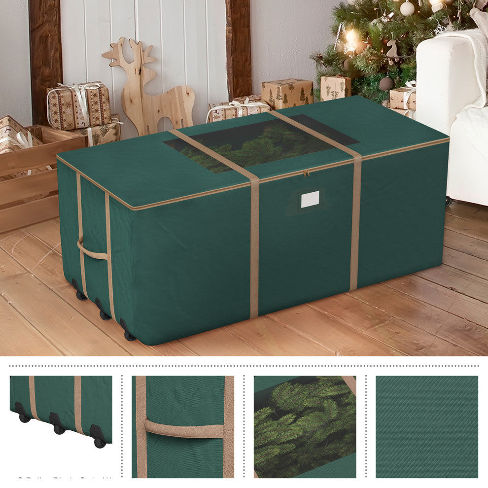 Christmas Tree Storage Tote With Wheels Rolling Holiday Container for 9' Tree