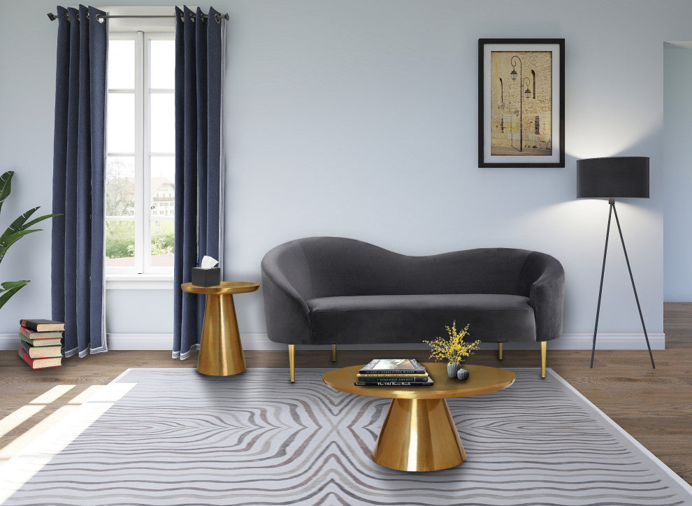 Martini End Table, Brushed Gold Top, Brushed Gold Base