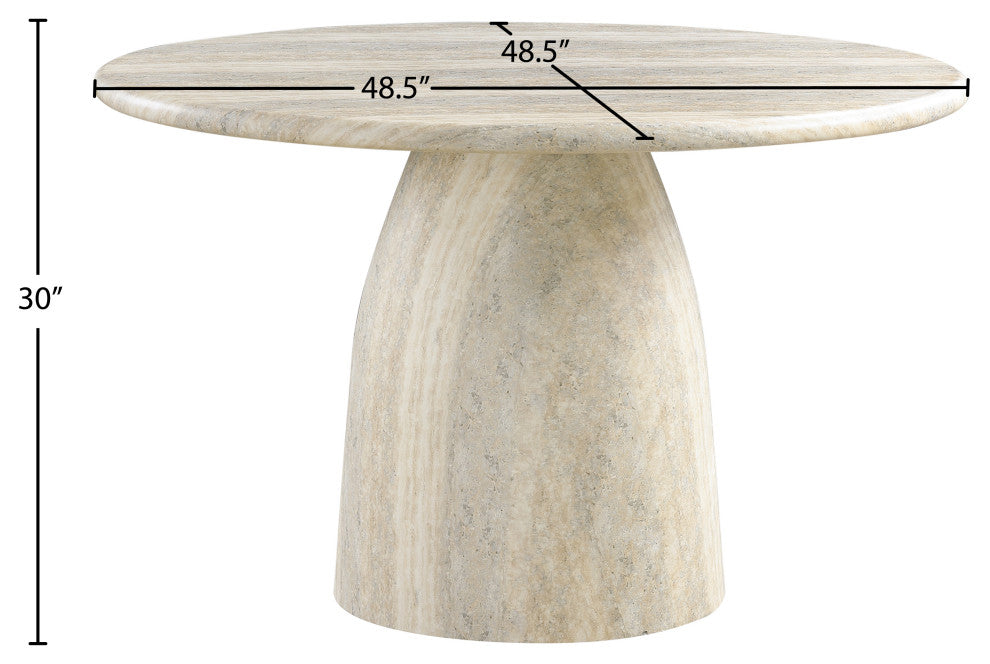 Cosenza Concrete Dining Table, Travertine, 48.5" W X 48.5" D X 30" H, Travertine Finish