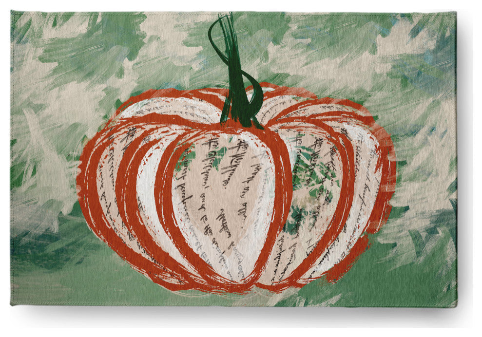 Artistic Pumpkin Fall Design Chenille Area Rug, Green, 2'x3'