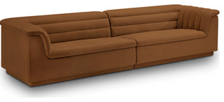 Cascade Upholstered Modular Sofa, Saddle, Velvet, Straight Sofa
