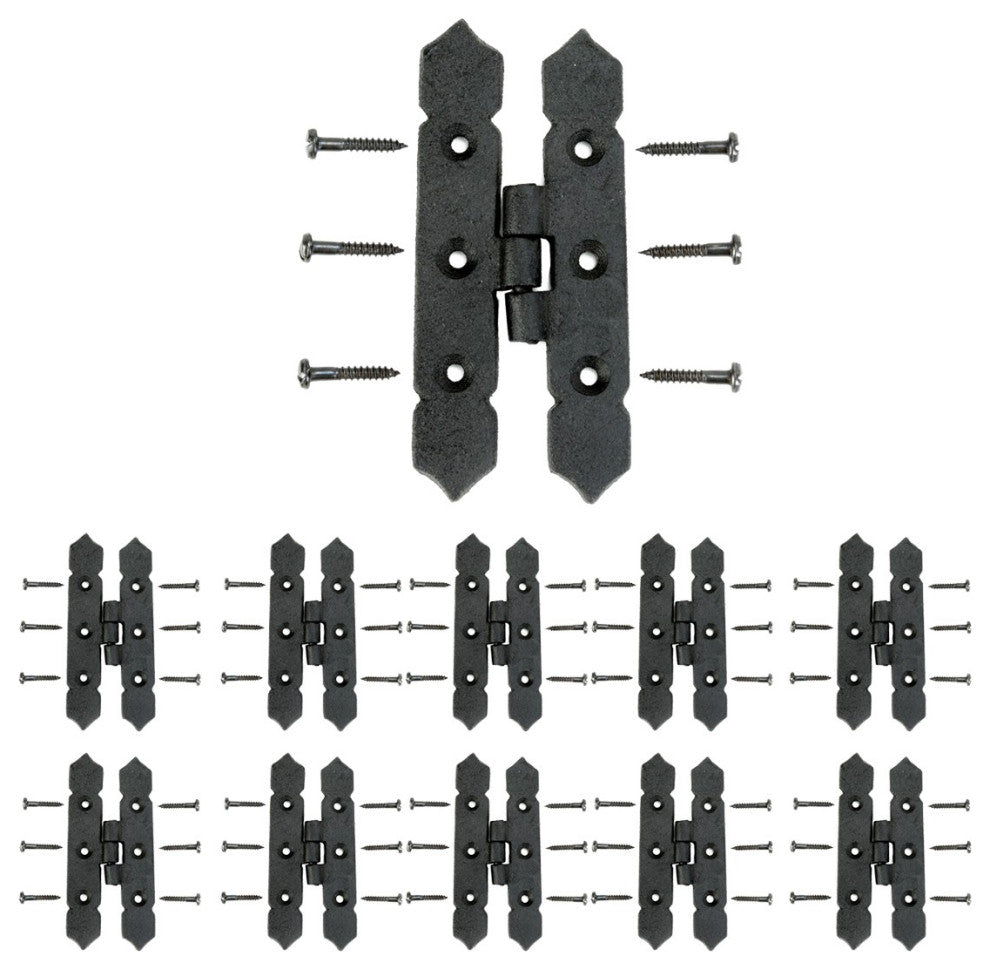 Cabinet H Hinge Black Iron Spear Tip 4" H Screws Included
