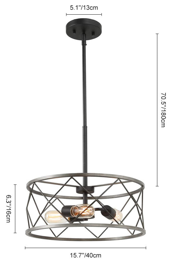 Industrial 3-Light Metal Drum Pendant Lighting