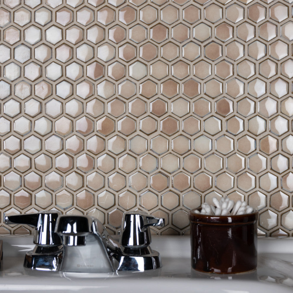 Hudson 1" Hex Truffle Porcelain Floor and Wall Tile