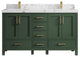 Malibu 60 Double Sink Vanity in Lafayette Green 2" Viola Brown