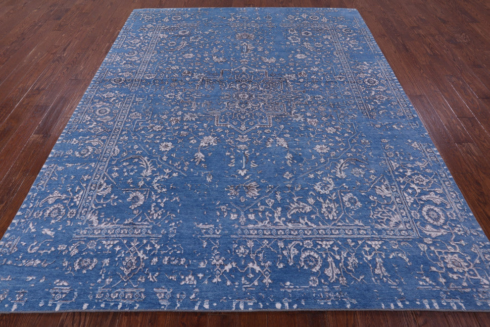 8' 1" X 9' 10" Persian Heriz Serapi Handmade Wool & Silk Rug - Q15764