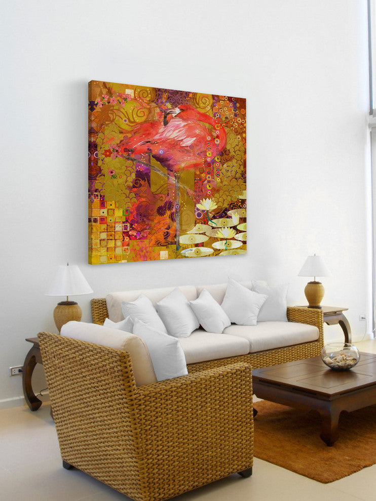 "Flamingo Mingle" Painting Print on Wrapped Canvas