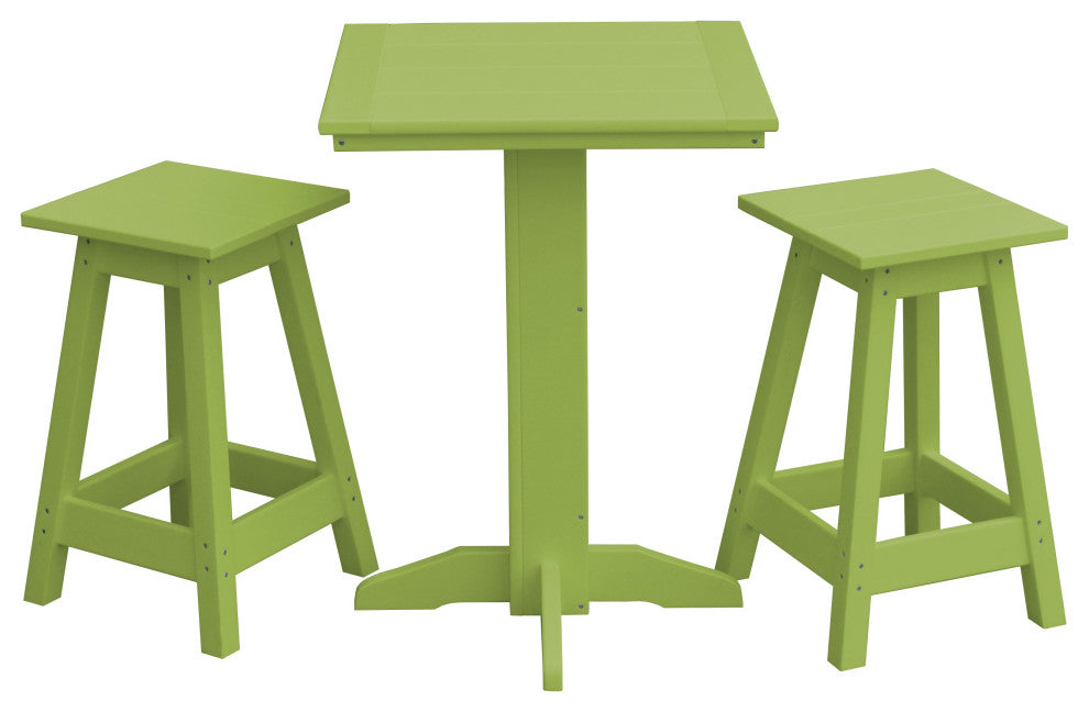 Poly Lumber Bistro Set, Tropical Lime, Square