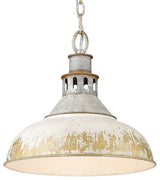 Golden Lighting Kinsley 1-Light Large Pendant, Steel/Ivory, 0865-LAGV-AI