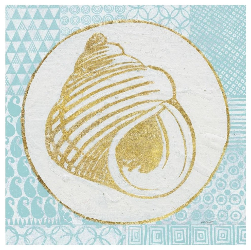 "Summer Shells III Teal and Gold" Paper Print by Kathrine Lovell, 20"x20"