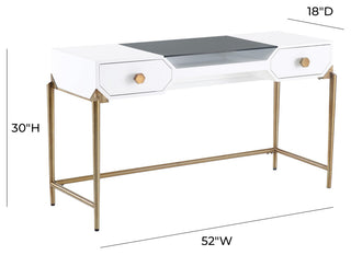 TOV Furniture Bajo White Lacquer Desk