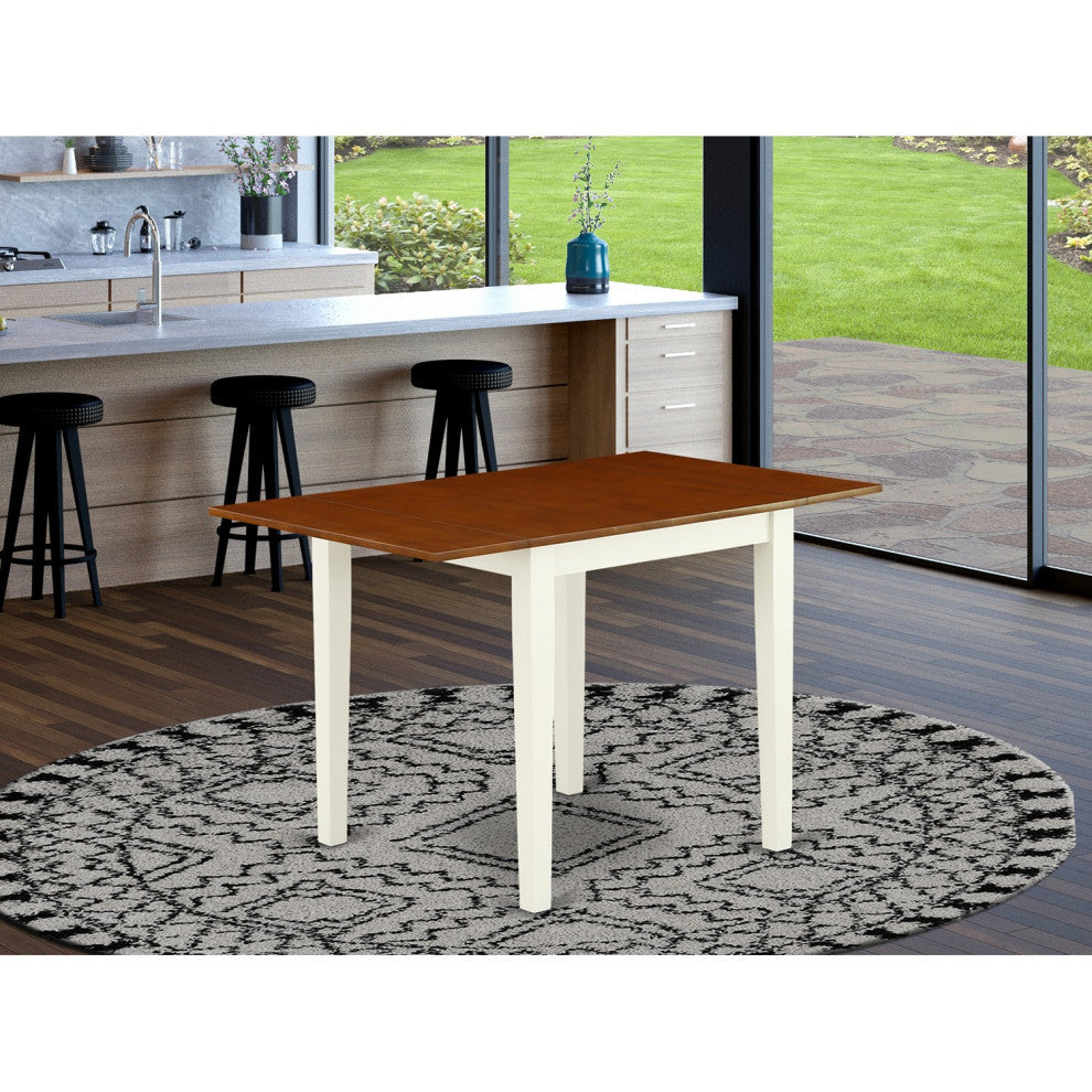 Rectangular Table 30"X48" With 2 Drop Leaves, Buttermilk and Cherry Finish