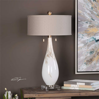 Cardoni White Glass Table Lamp Designed by Jim Parsons