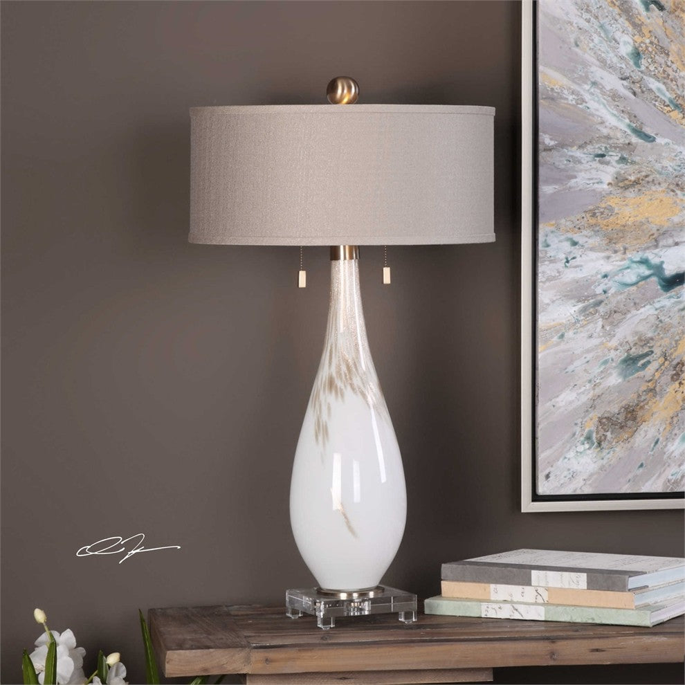 Cardoni White Glass Table Lamp Designed by Jim Parsons