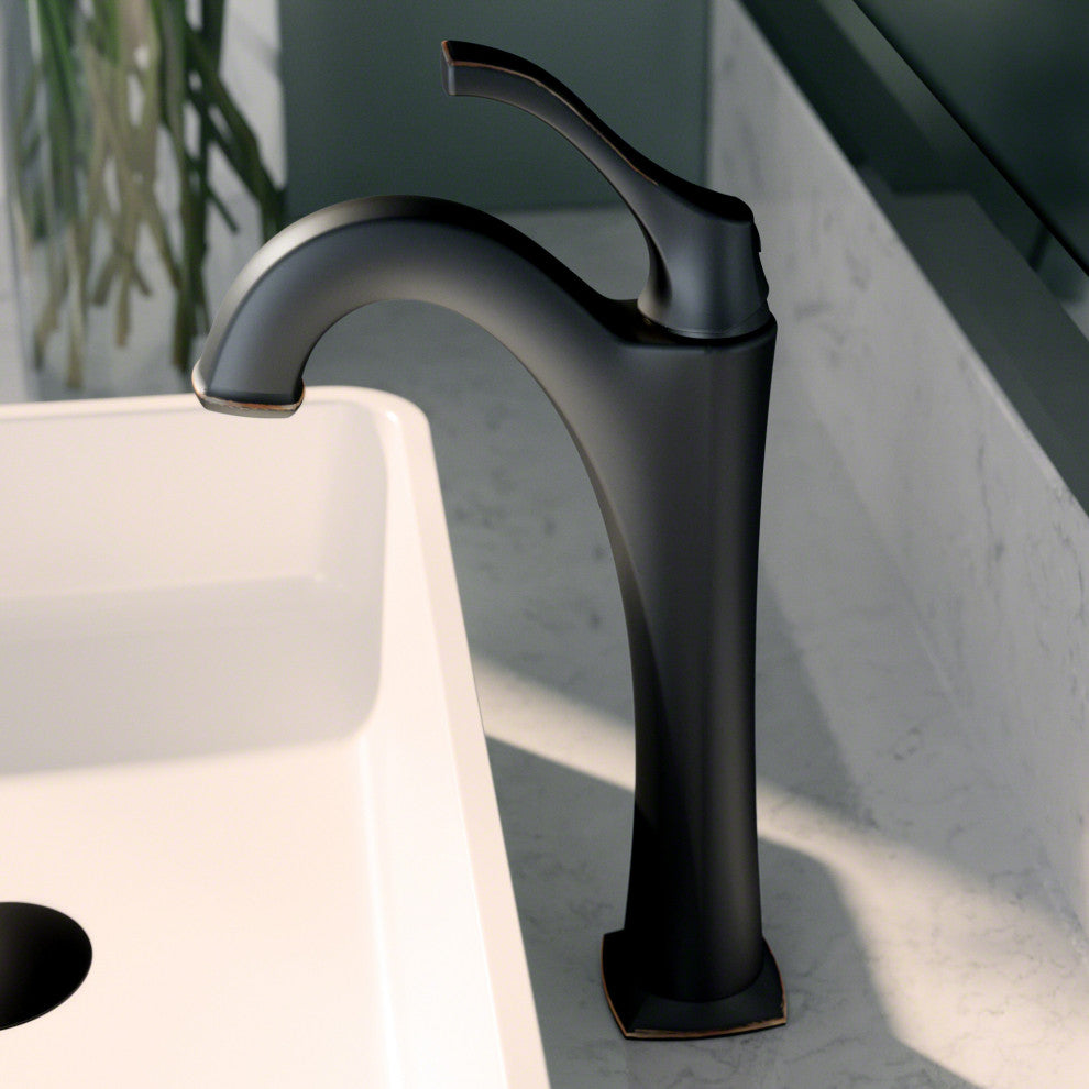 Arlo Single Handle Lever 1-Hole Vessel Bathroom Faucet Oil Rubbed Bronze w Drain