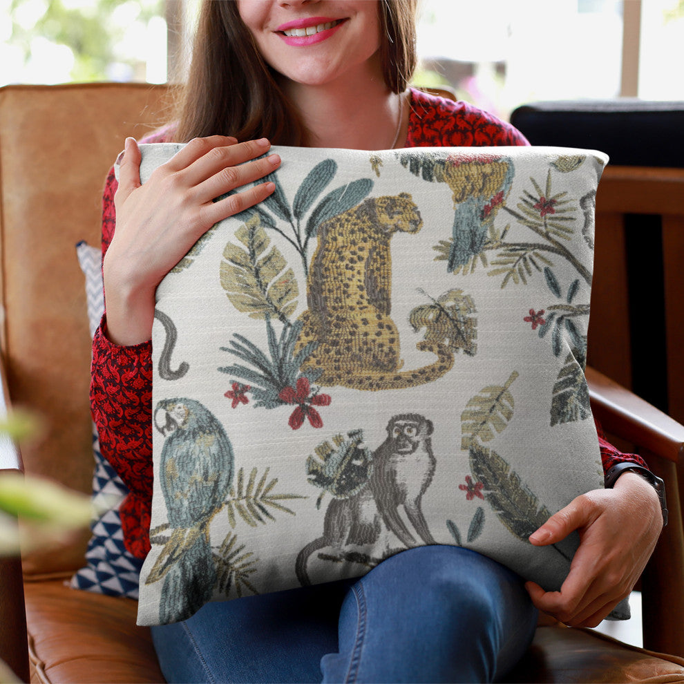 Plutus Multi-Color Jungle Luxury Throw Pillow, Multi-Color, 18" x 18"