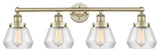 Fulton 4-Light 34" Bath Vanity Light, Antique Brass Finish, Clear Shade