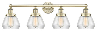 Fulton 4-Light 34" Bath Vanity Light, Antique Brass Finish, Clear Shade