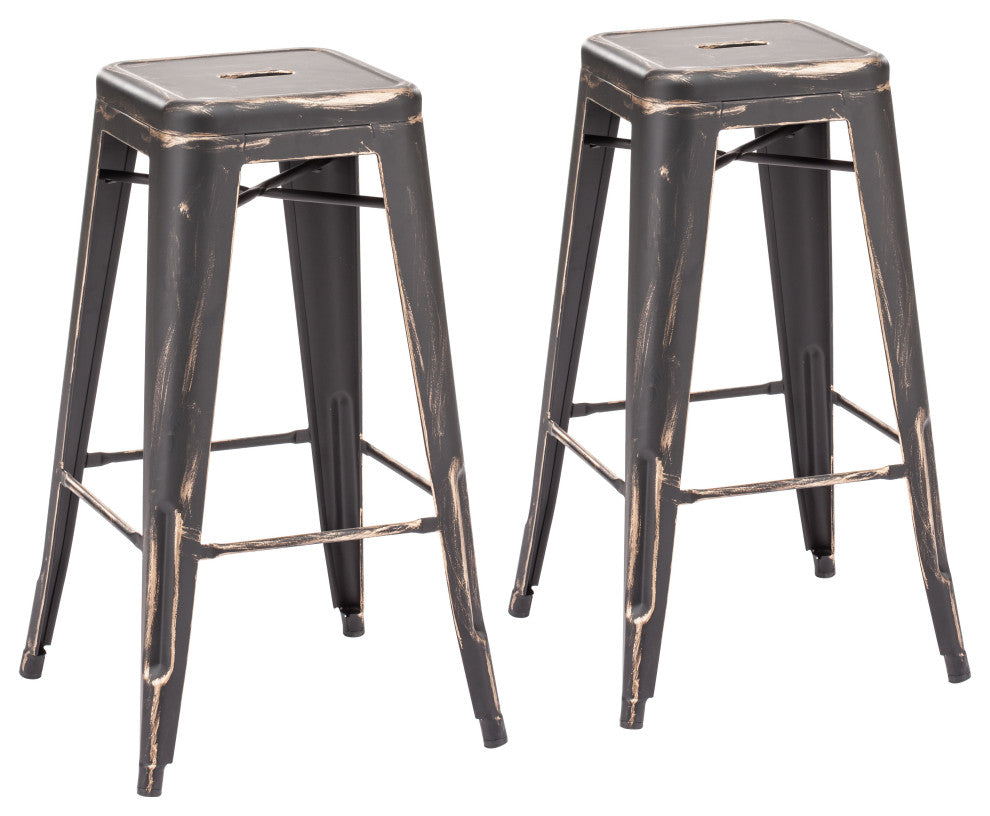 Marius Barstool Antique Black Gold, Set of 2
