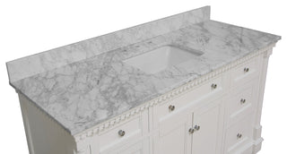 Sydney 60" Bathroom Vanity, White, Carrara Marble, Single Sink