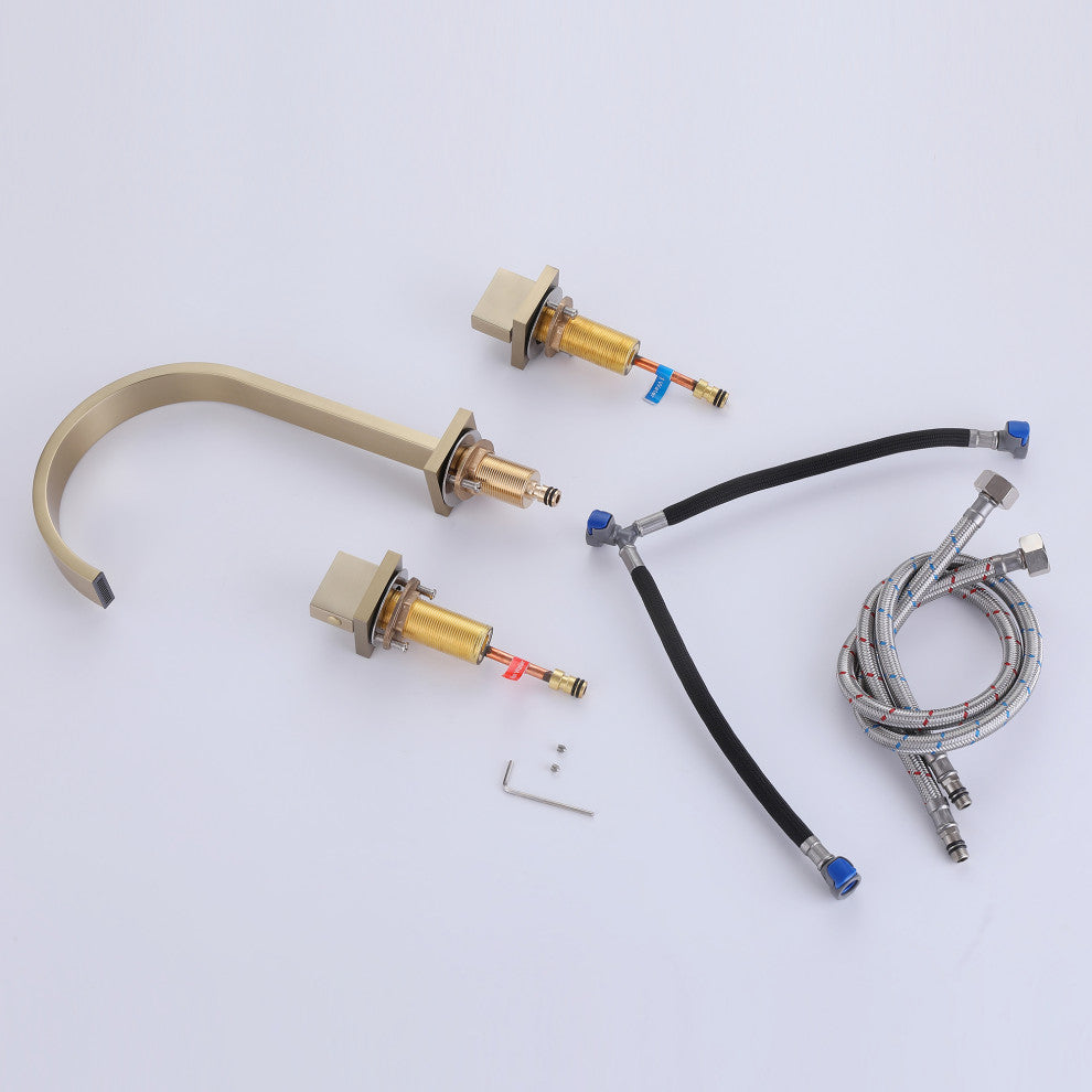 Widespread Bathroom Faucet, Brushed Gold