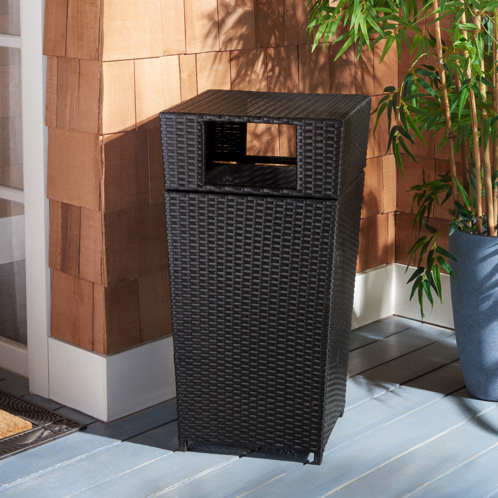 Safavieh Mazeli Outdoor Trash Bin Black