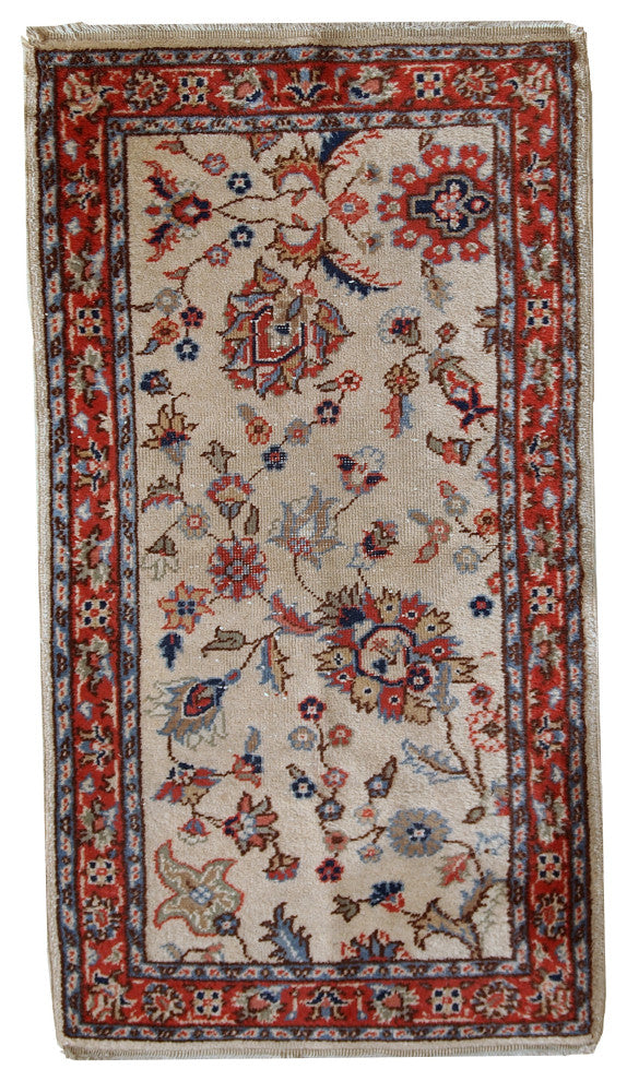 Handmade vintage Pakistani Lahore rug 2.5' x 4.6' ( 77cm x 141cm ) 1950s