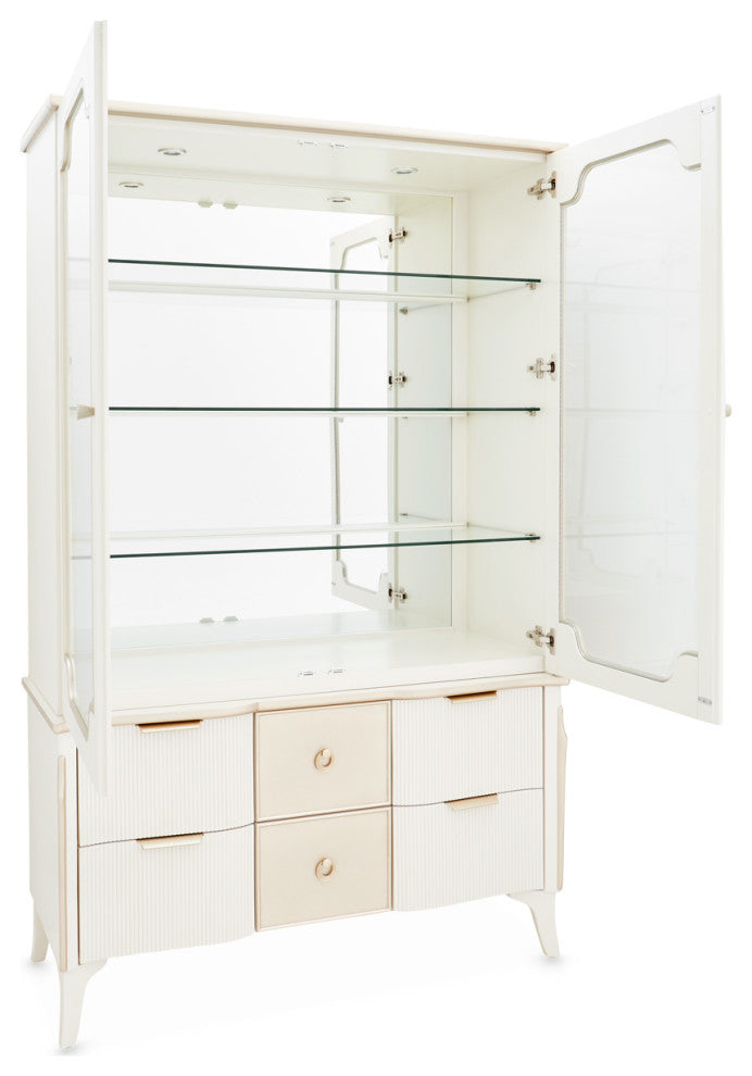 Full cabinet with doors open; entire piece visible on white background