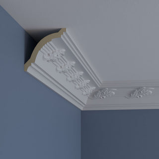 4"Hx4"Px5 5/8"Fx96"L, 6" Repeat, Leaf Twist Crown Moulding