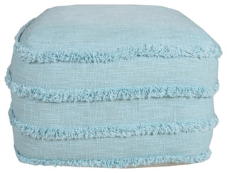 Solid Textured Stripe Pouf Ottoman