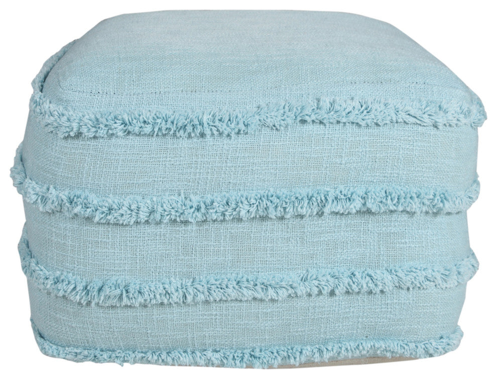 Solid Textured Stripe Pouf Ottoman
