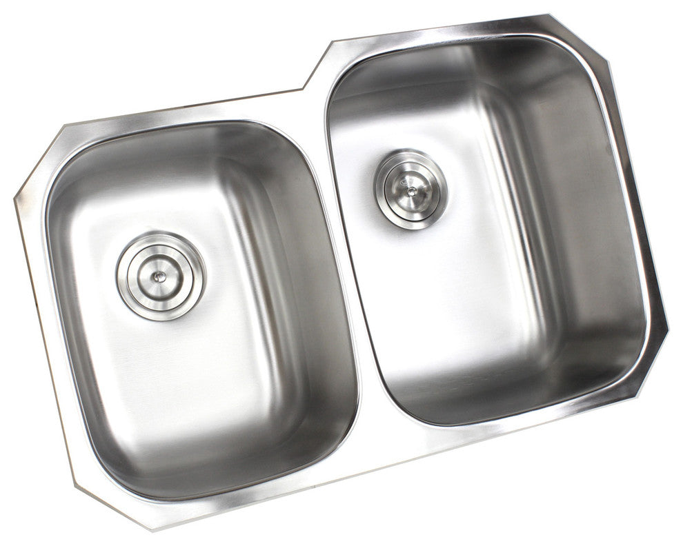 32" Undermount 40/60 Double Bowl 18G Stainless Steel Kitchen Sink/Faucet