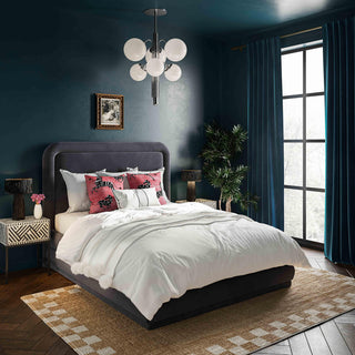 Briella Dark Gray Velvet Bed in King