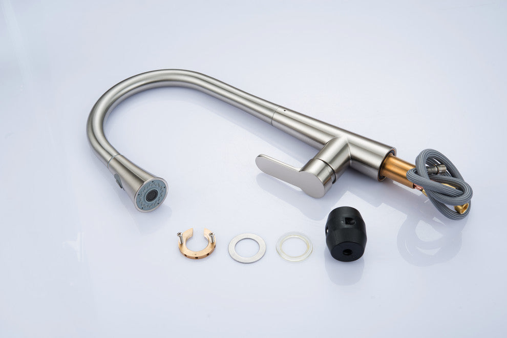 Vanity Art Pull Out Kitchen Faucet, Brushed Nickel