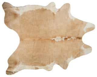 72"x84" Tan and White Cowhide Rug