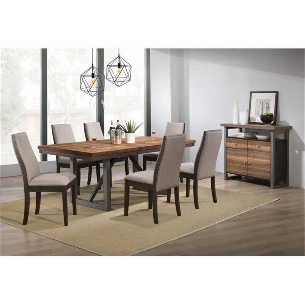 Pemberly Row 7-piece Wood Dining Room Set Natural Walnut and Gray