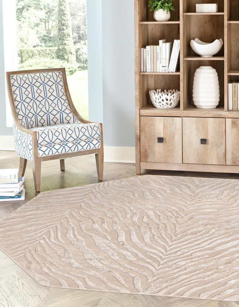 Unique Loom Meghan Finsbury Rug, Ivory Beige, 7'10"x7'10" Octagon