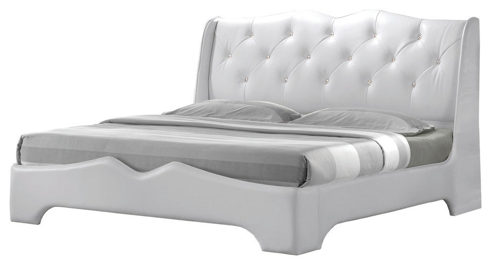 Madrid Platform Off-White Modern Bed, Cal King
