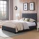 GDF Studio Cumulus Fully Upholstered Fabric Queen Bed Set, Dark Gray/Dark Brown