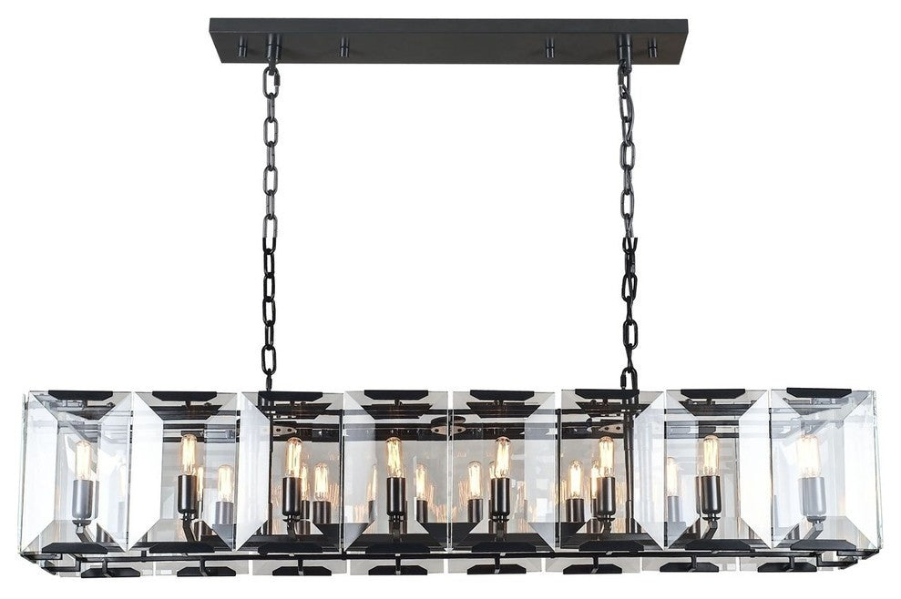 1212 Monaco Collection Pendant Lamp, 53"x12", Flat Black Matte, 53"x12"