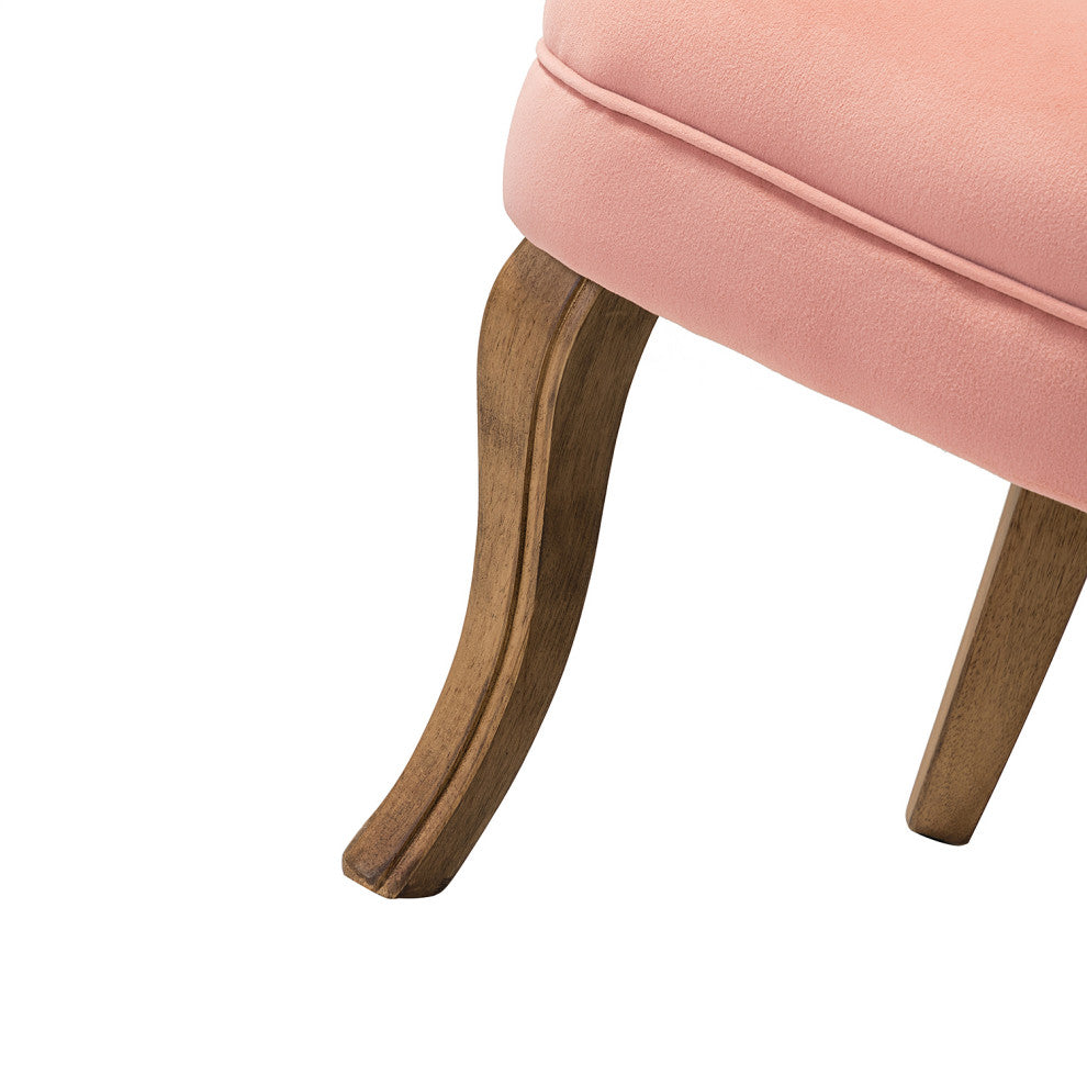 Lera Vanity Stool With Solid Wooden Legs, Pink
