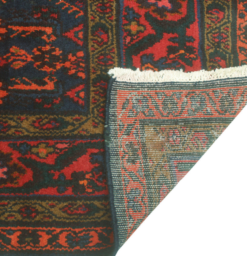 Fine Vintage Distressed Braddock Navy/Red Runner, 3'9x17'2