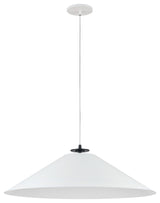 Matte White Contemporary Pendant With Matte Black Metal
