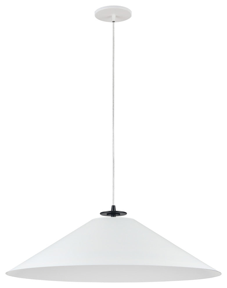 Matte White Contemporary Pendant With Matte Black Metal